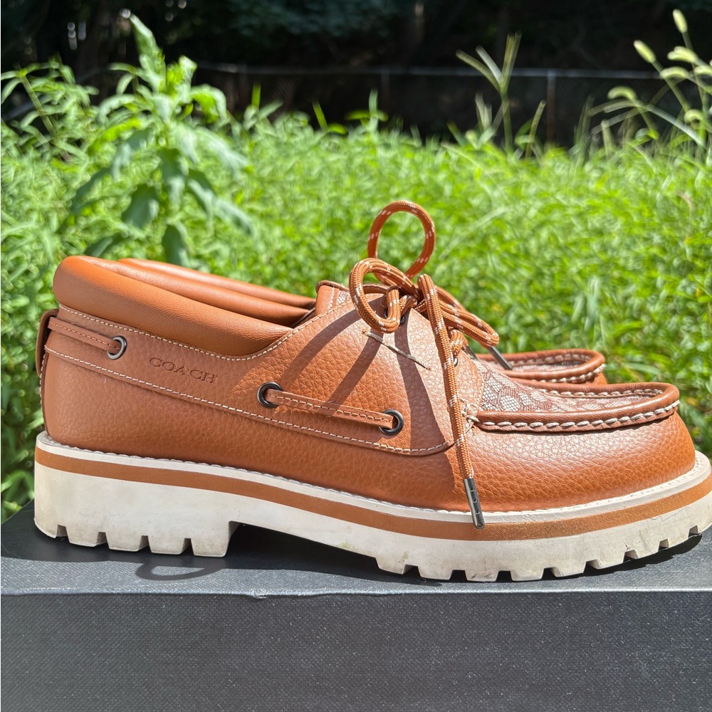 Coach Men's Tan Leather Boat Shoes